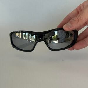 Y2K Black Sunglasses with Silver Lenses Unisex Slim Rectangle UVA UVB Protection